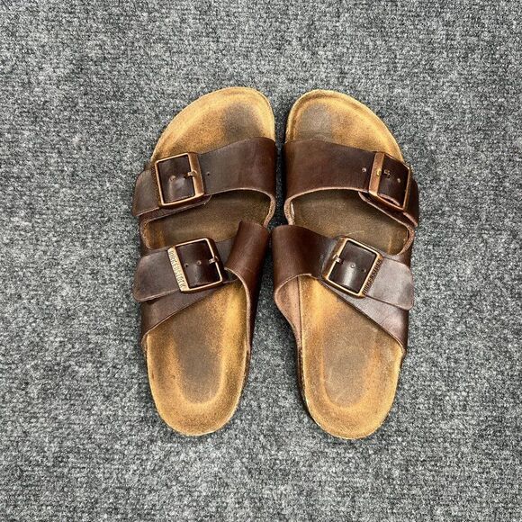 Birkenstock Arizona Sandals Women's Size 8 Brown Leather Buckle Slide Flip Flops - Picture 8 of 11
